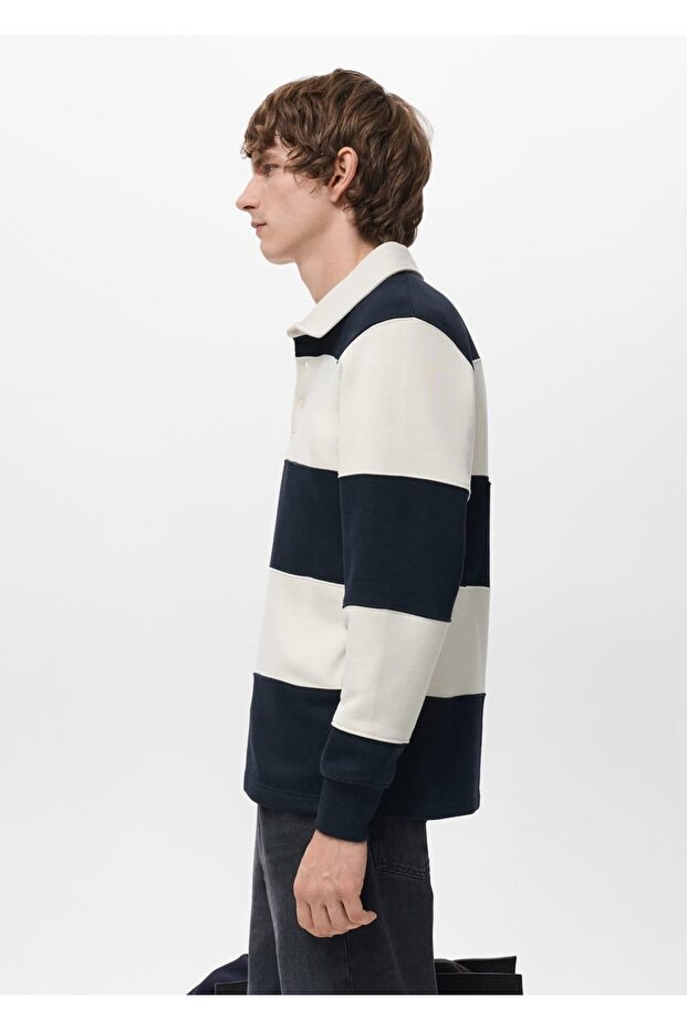 Çizgili polo sweatshirt - 5
