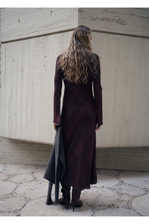 Hayvan desenli A-line elbise - 4