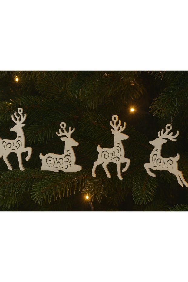Deer Patterned Christmas Tree Ornament (Set of 4)