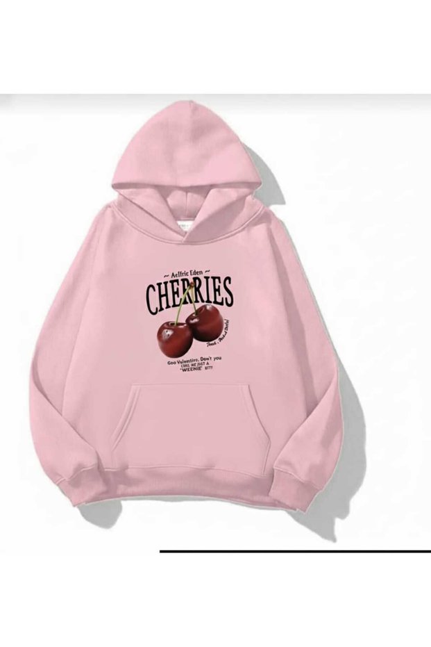 Unisex Men/Women Cherries Colorful Custom Printed Cotton Oversized Hooded Sweatshirt