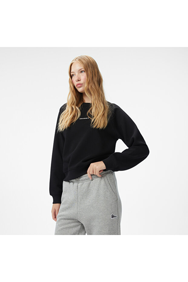 Kadın Siyah Sweatshirt - 1