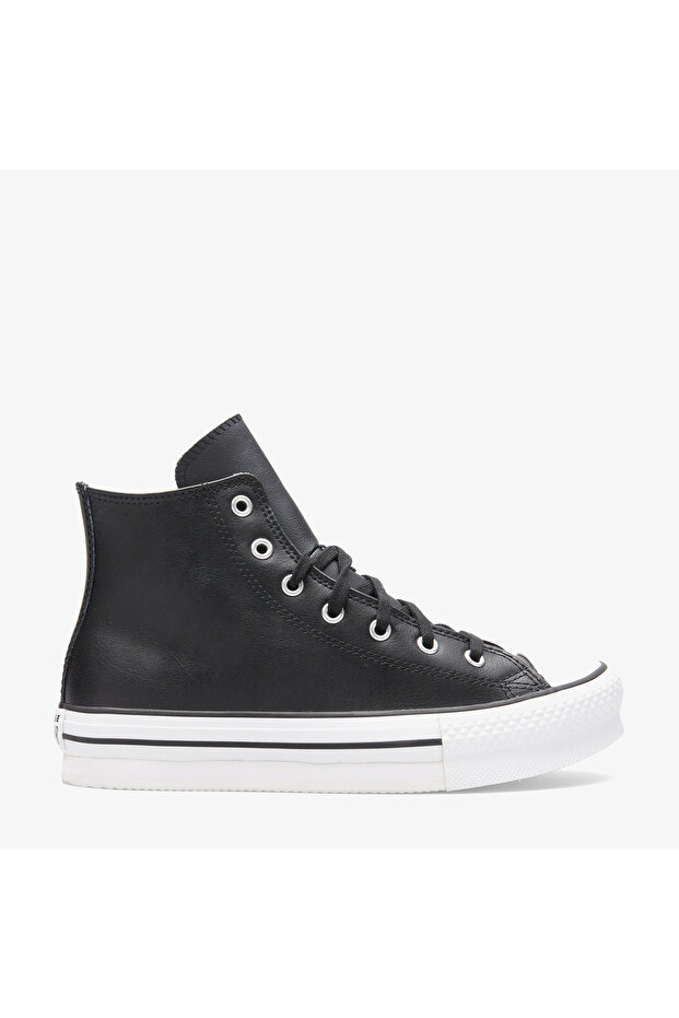 Chuck Taylor All Star Eva Lift Platform Kids Black Leather Sneaker