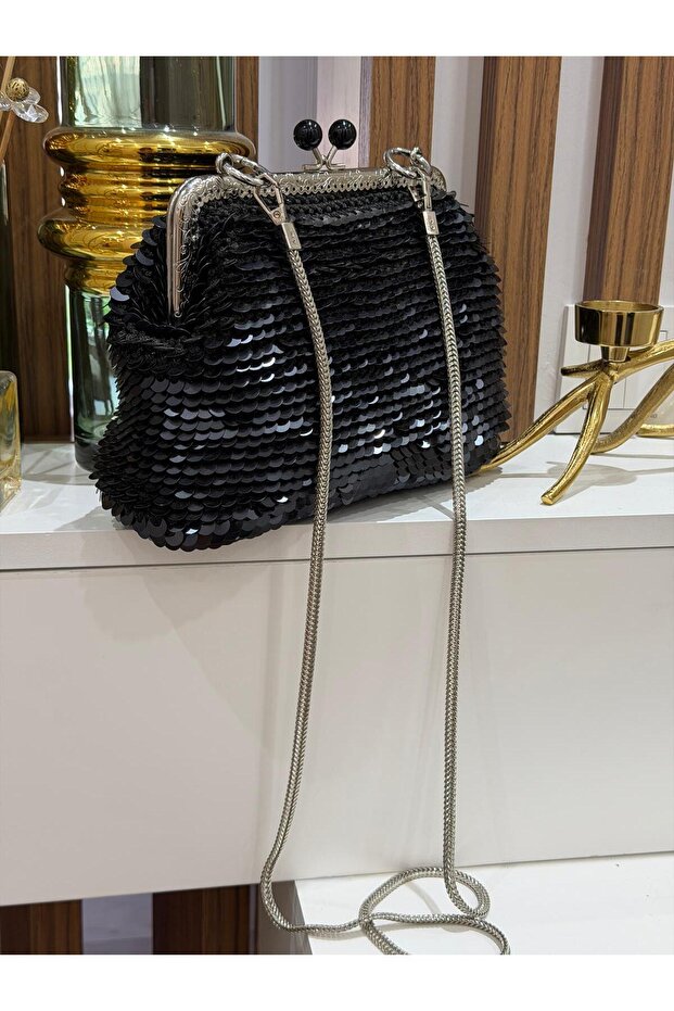 Siyah Pullu Burslu Çanta - 2