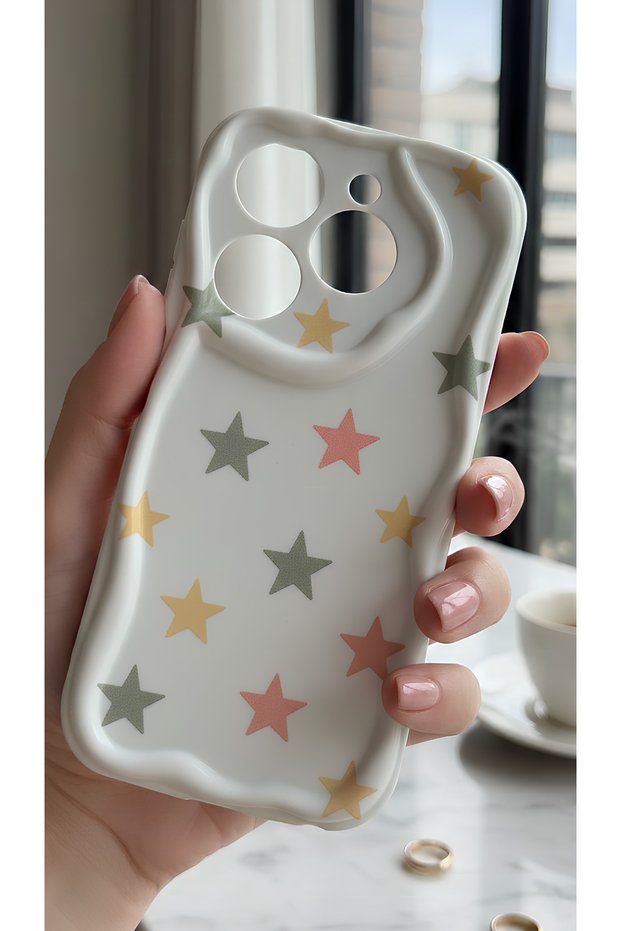 Infinix Hot 40 and Hot 40 Pro Compatible Pastel Star Pattern Wavy Edge Case - Camera Protected