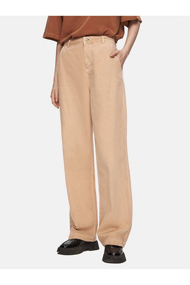 Basic Gabardin Regular Bej Pantolon - 2
