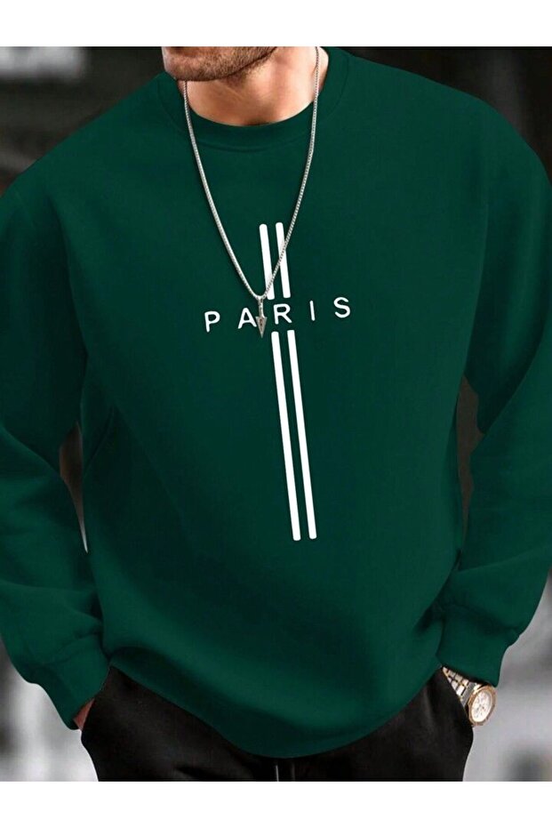 Paris Printed Crew Neck Oversized Sweatshirt