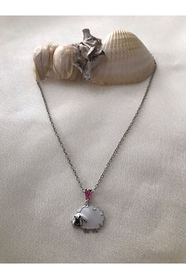 Steel Necklace with Lamb Figure