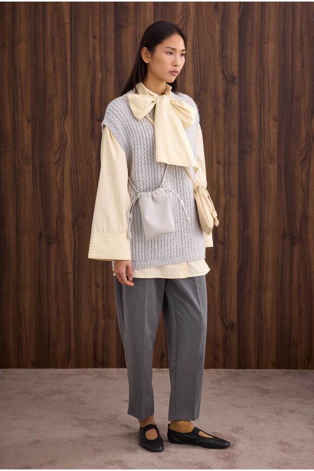 Crew Neck Sweater Light Gray - 4