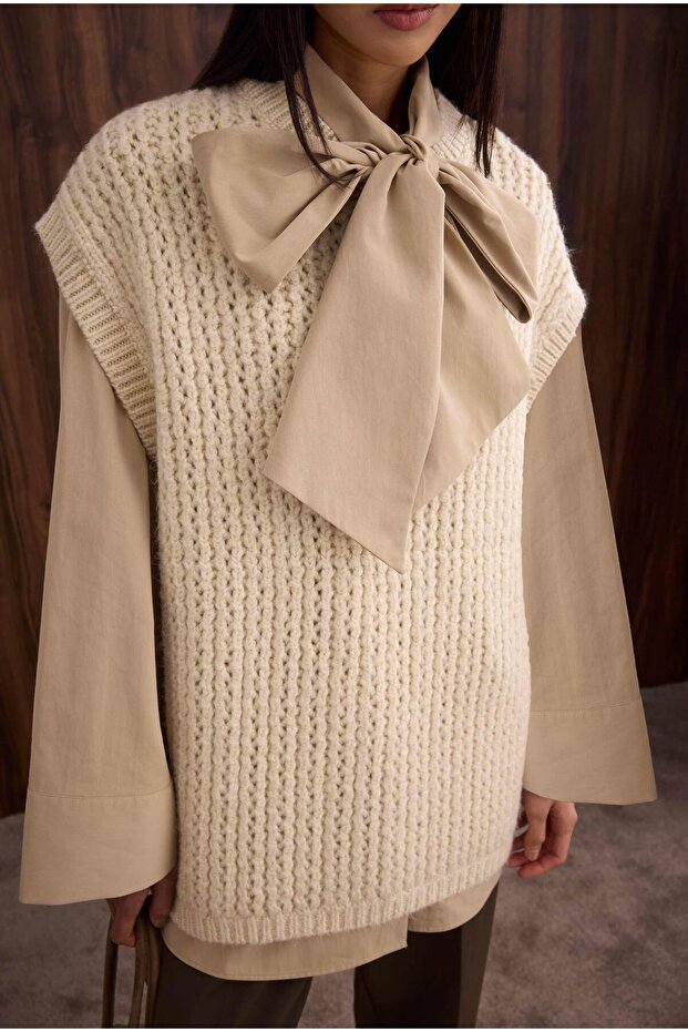 Bisiklet Yaka Süveter Kemik - 2