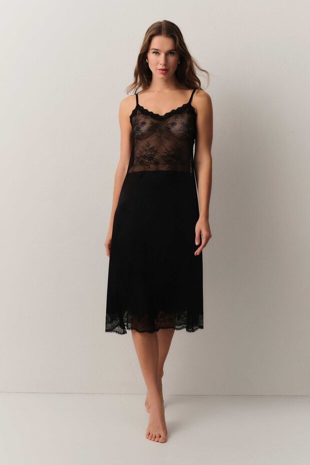 Antique Dantelli Uzun Gecelik - 1