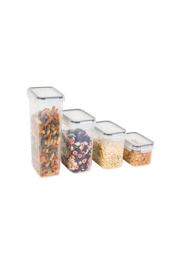 4 Pieces Airtight Cereal Storage Containers With Pouring Spout – Bpa-Free, 4-Sided Locking Lids (2.8L + 2L + 1.4L + 0.8L) Clear