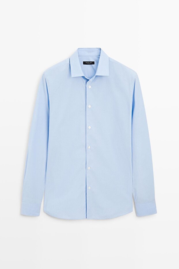 Regular fit çizgili poplin gömlek - 5