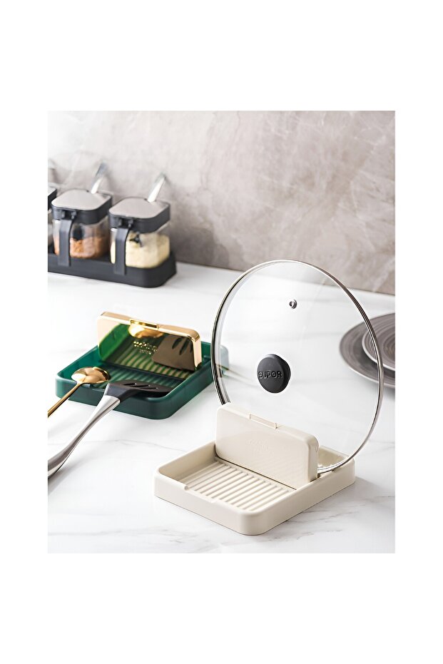 Foldable support, soho, lids, spoons, multifunctional, kitchen counter placement - 3
