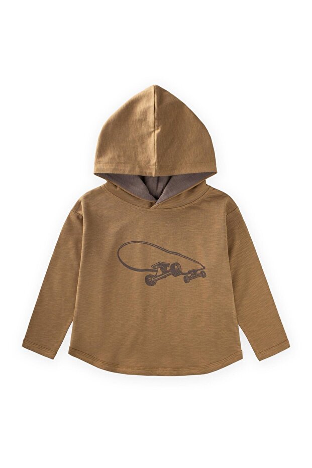 Hooded Long Sleeve T-Shirt 2-10 Years Old Olive