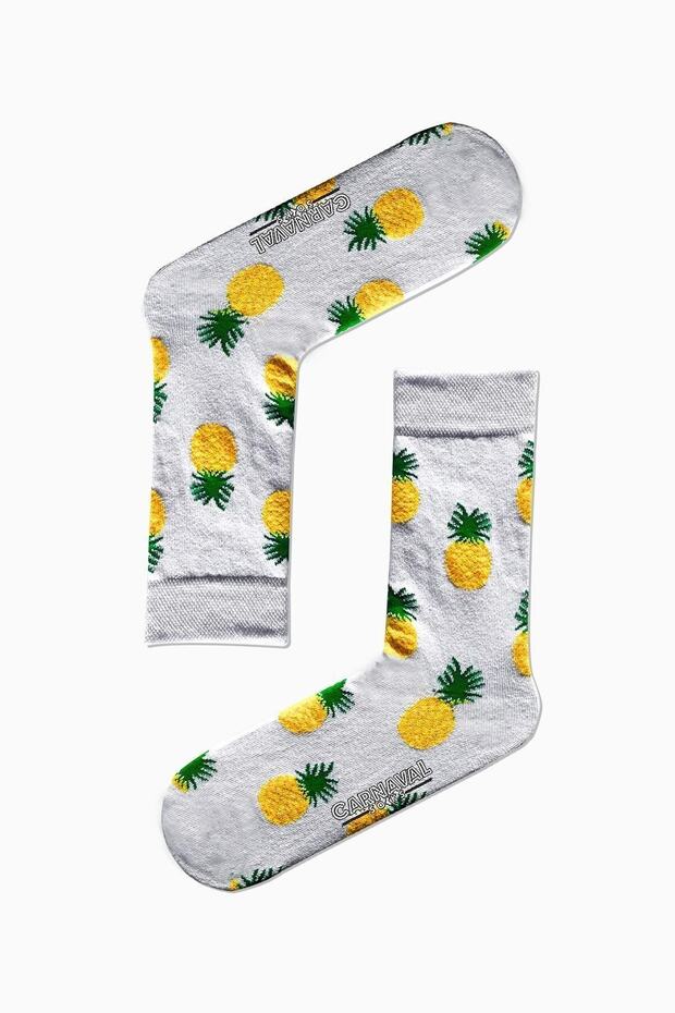 White Pineapple Patterned Colorful Socks
