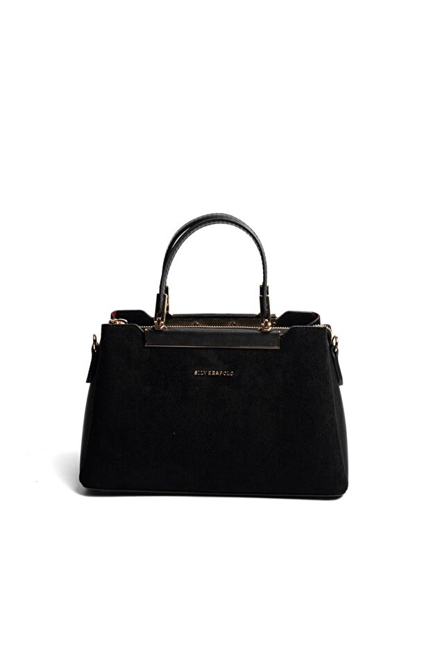 Black - Black Suede Women's Handbag Sp913
