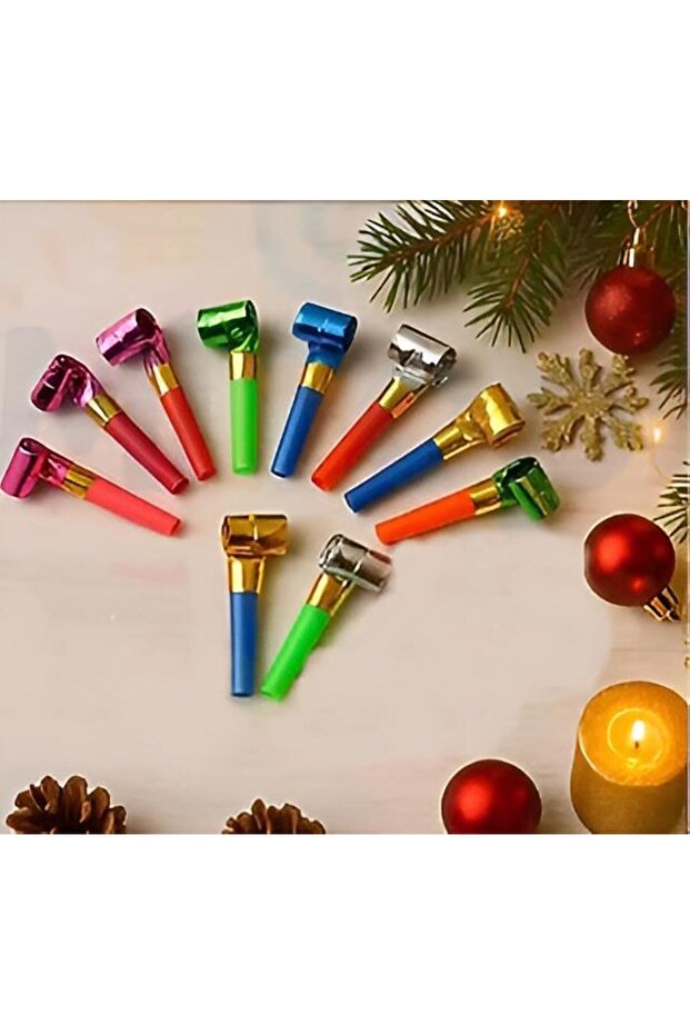New Year's Party Kaynana Dili 10 Pieces - Metallic Luxury Whistle Snake Whistle Set
