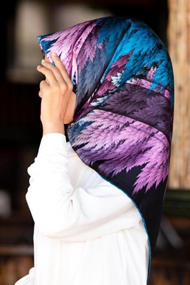 Women's Twill Silk Scarf Navy Blue Petrol Blue