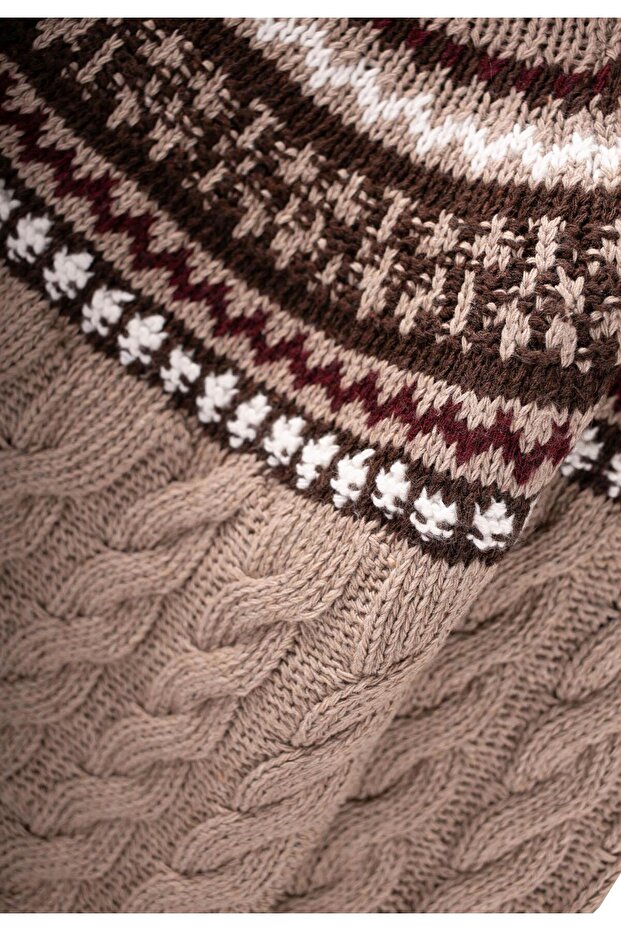 Desenli Triko Kazak 2-8 Yaş Bej - 3