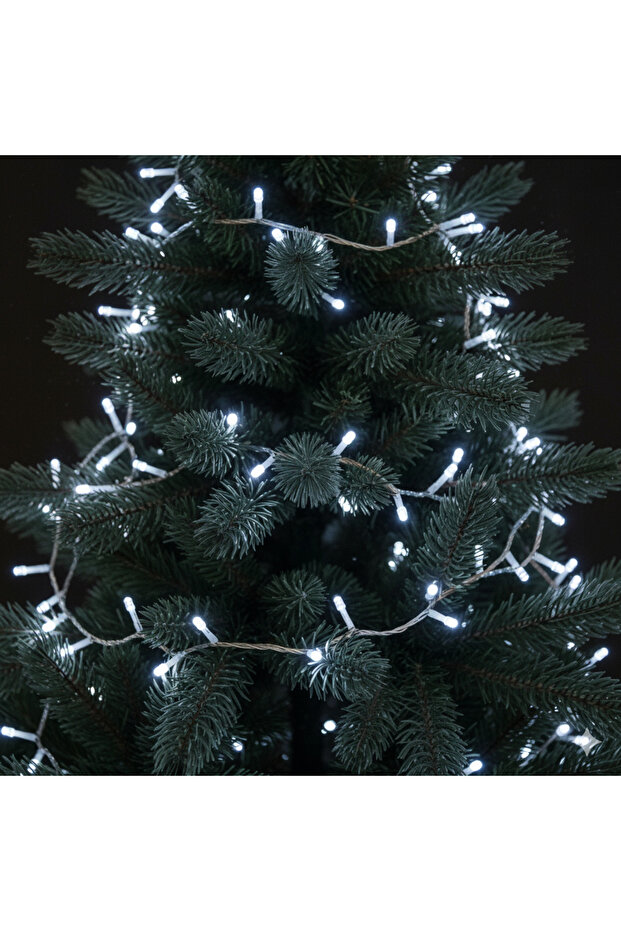 إضاءة LED لعيد الميلاد بطول 15 متر (240 مصباح LED) - إضاءة زخرفية بيضاء مع محول وكابل تمديد بطول 6 أمتار