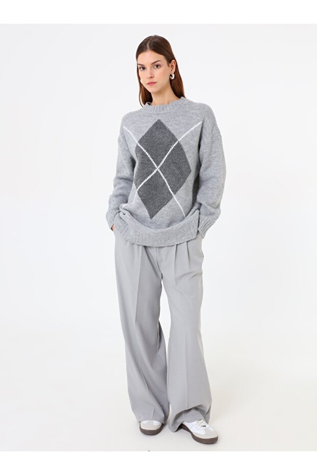 سترة منقوشة بنمط البقلاوة - رمادي - - 2