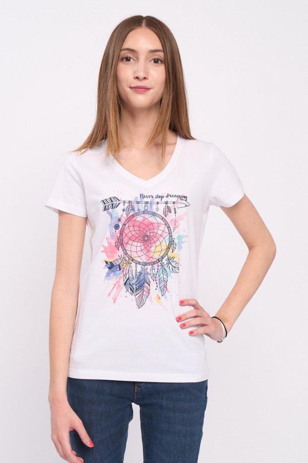 Tricou dama cu imprimeu multicolor