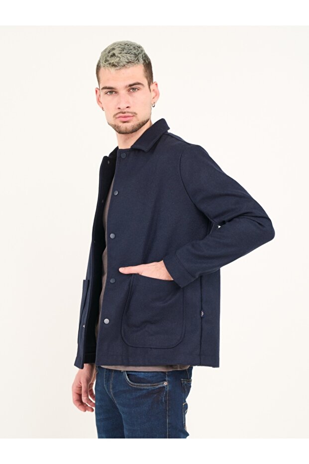 Men's slim solid color jacket with pockets - 4