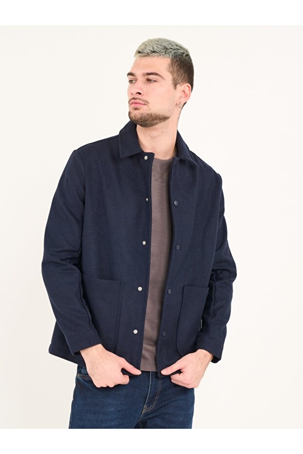 Men's slim solid color jacket with pockets - 8