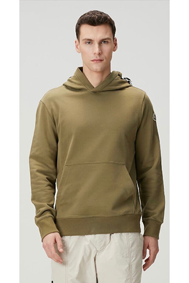 Haki Kapüşonlu Sweatshirt - 4