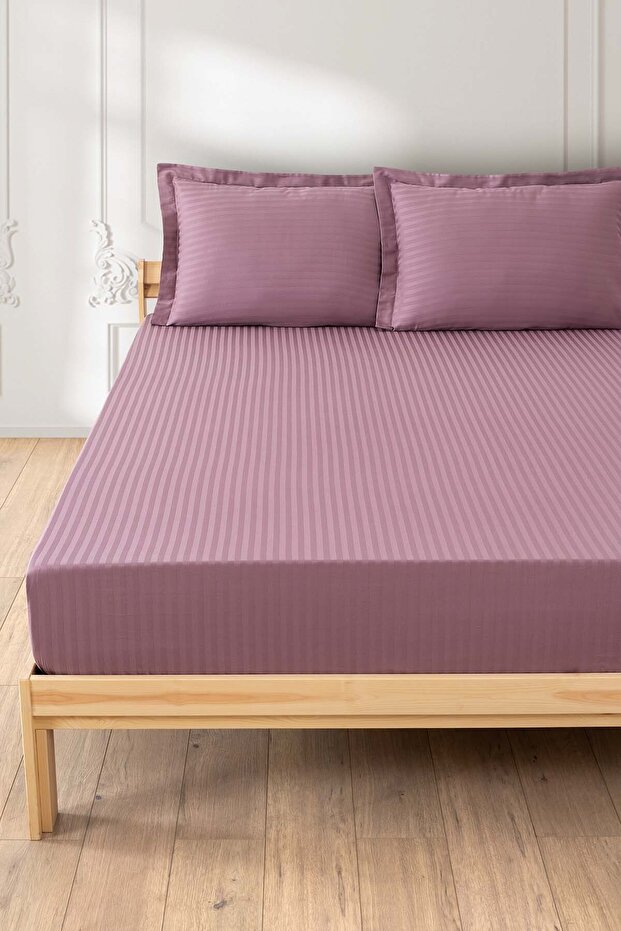 Dusty Rose 100% Cotton Satin Single Fitted Sheet Set 100 X 200 - Bristol Sheet / Pillow Set
