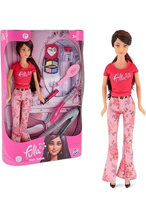 Hair Salon Doll Set with Styling Accessories (Comb, Lipstick, Perfume, Eyeshadow, Hair Clip)