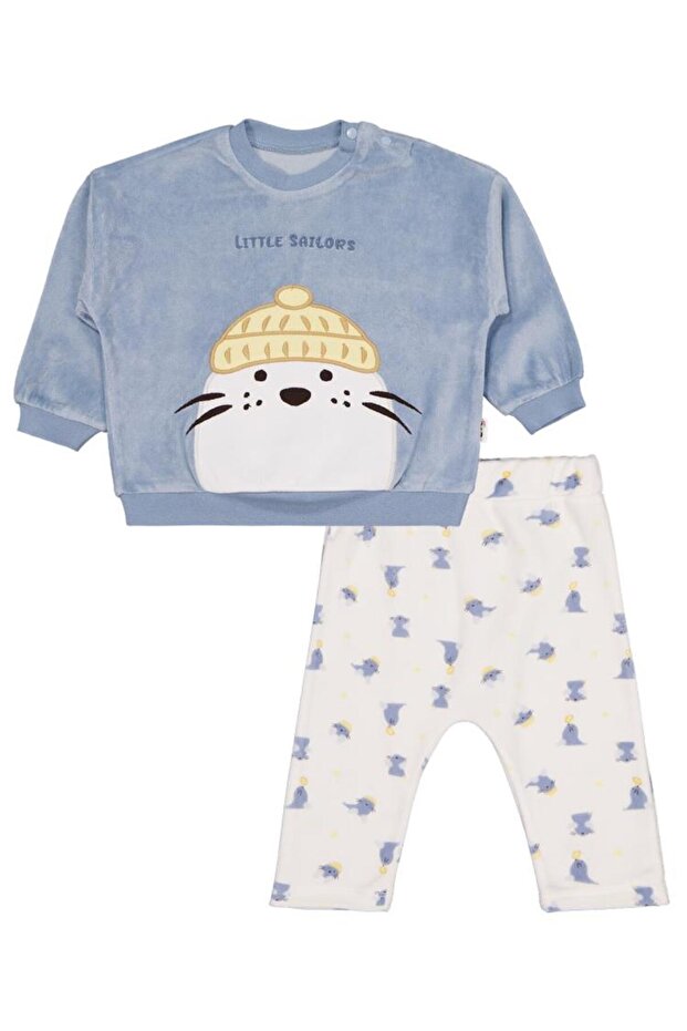 Seal Embroidered 6-18 Month Set - Blue 12-18 Months