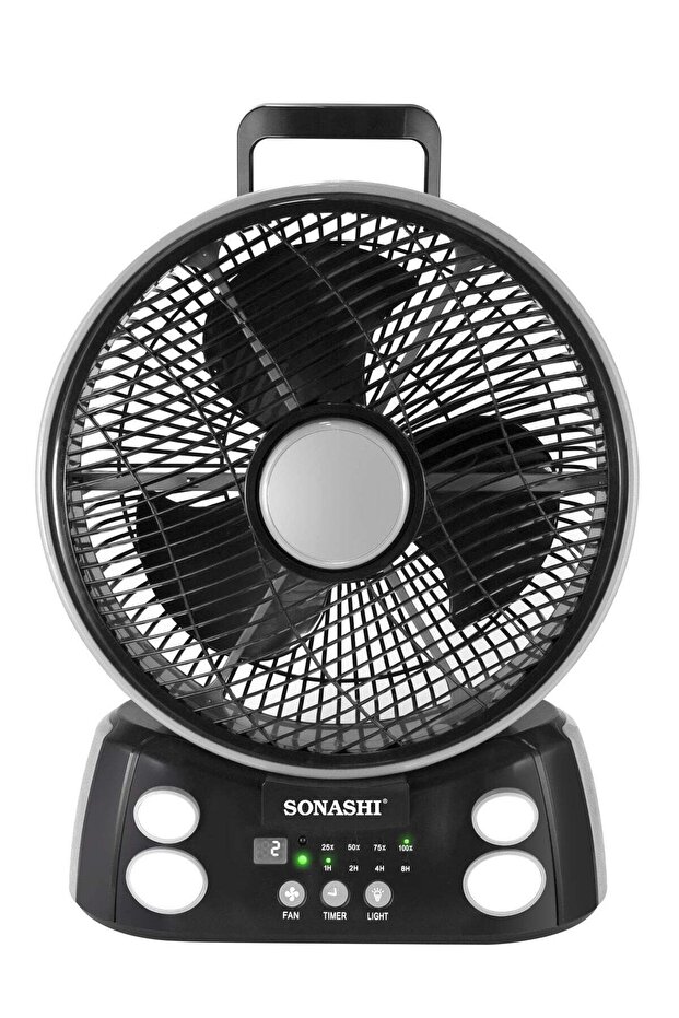 Rechargeable Fan SRF-212 12'' Grey/Black, AC/DC, 6 Speeds, LED Light, Remote