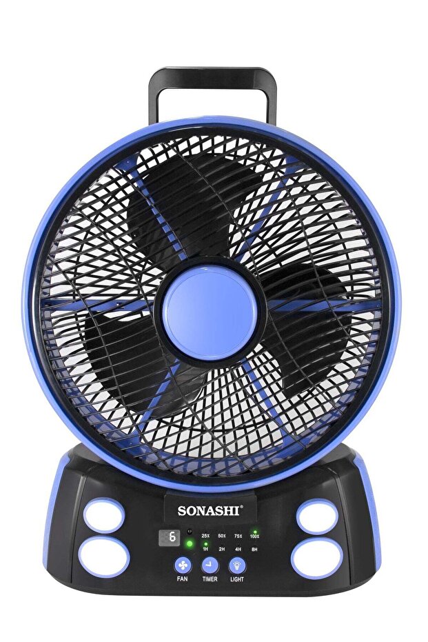 Rechargeable Fan SRF-212 12'' AC/DC 6-Speed with LED Light, Remote, USB & Solar Charging