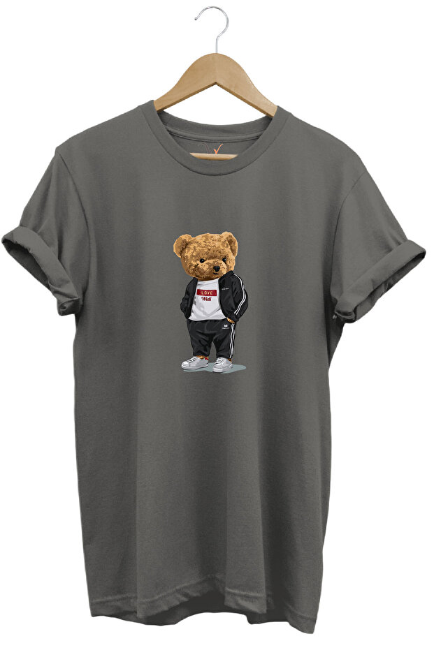 Cute Teddy Bear Printed Love Design 100% Cotton Regular Fit Crew Neck Unisex T-Shirt