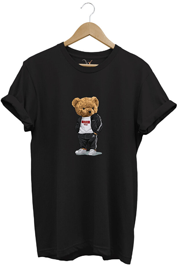 Cute Teddy Bear Printed Love Design 100% Cotton Regular Fit Crew Neck Unisex T-Shirt