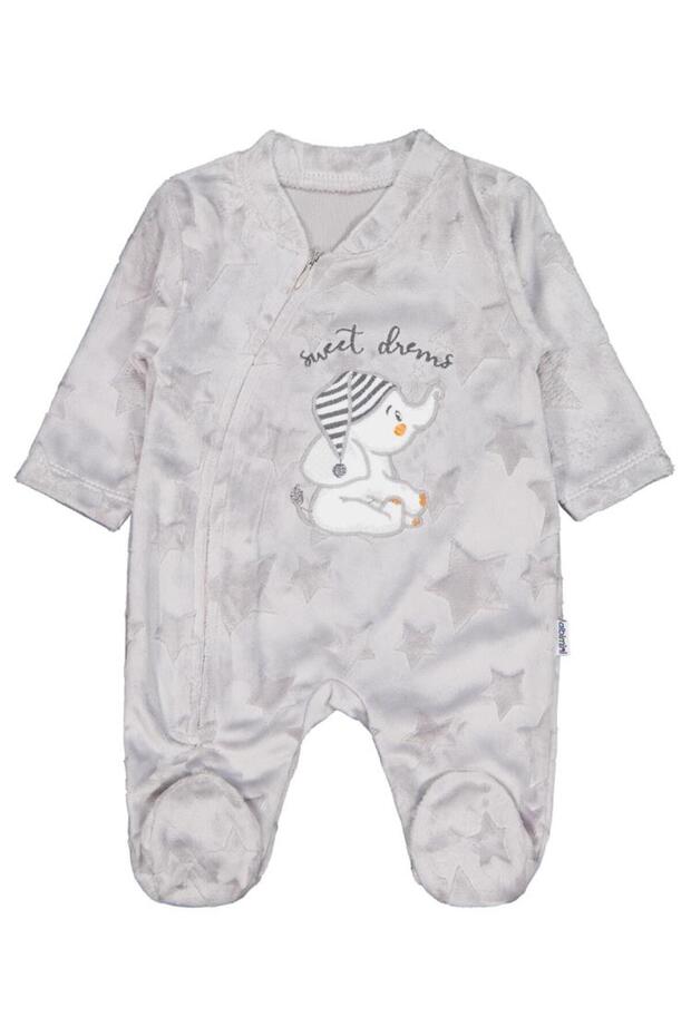 Filli Embroidery Zippered 1-6 Month Overalls - Gray