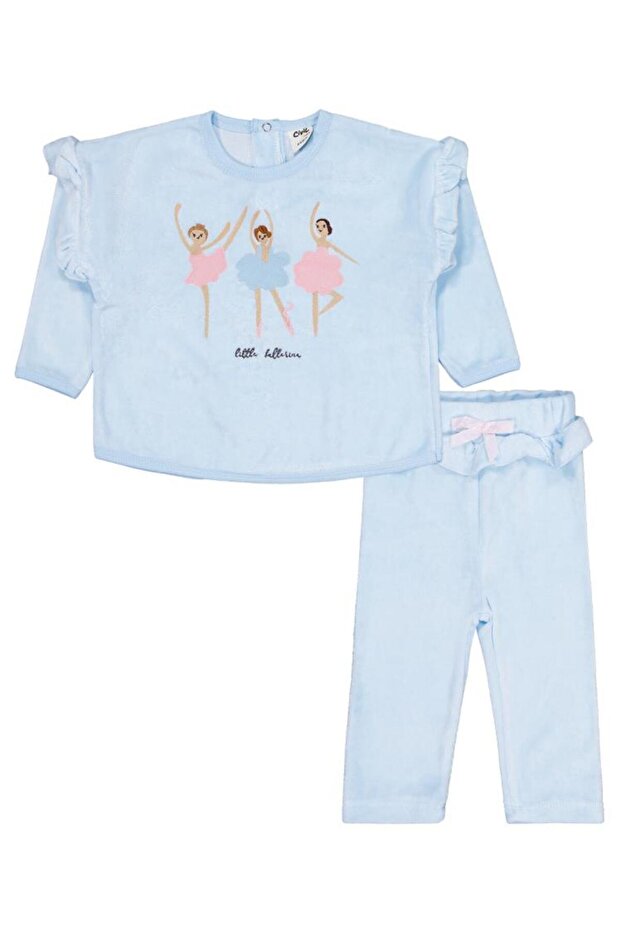 Ballerina Embroidered 6-18 Month Set - Blue 6-9 Months