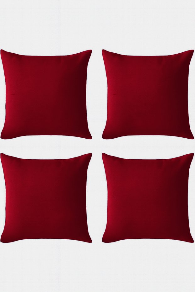 Red Throw Pillow Cover Set of 4 - Hidden Zipper - Velvet Texture - New Year's Concept