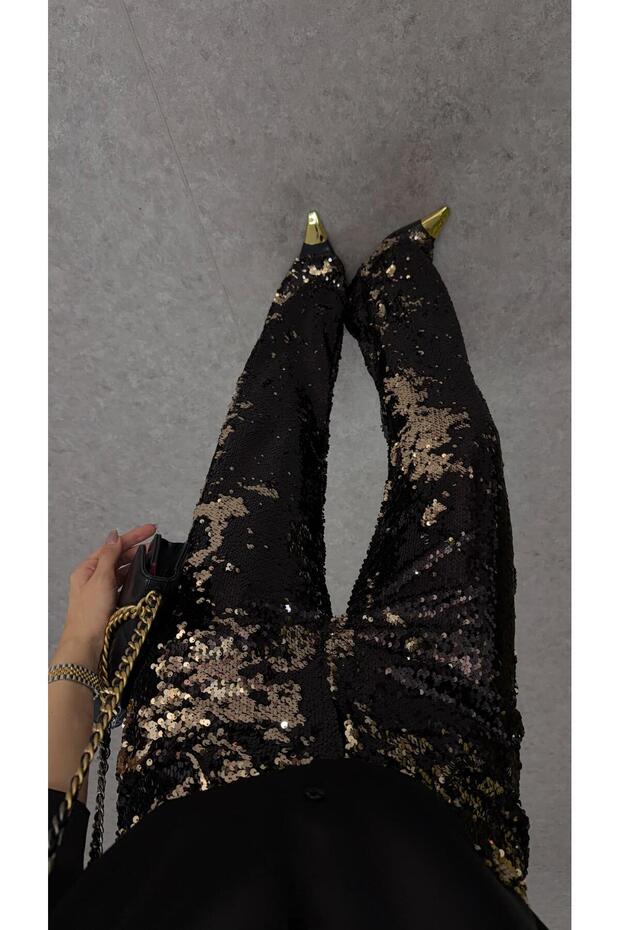 بنطلون ثلاثي الأبعاد مزين بالترتر - 3