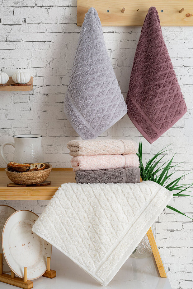 50X90 Fulya Hand Towel - 100% Cotton - 6 Pieces