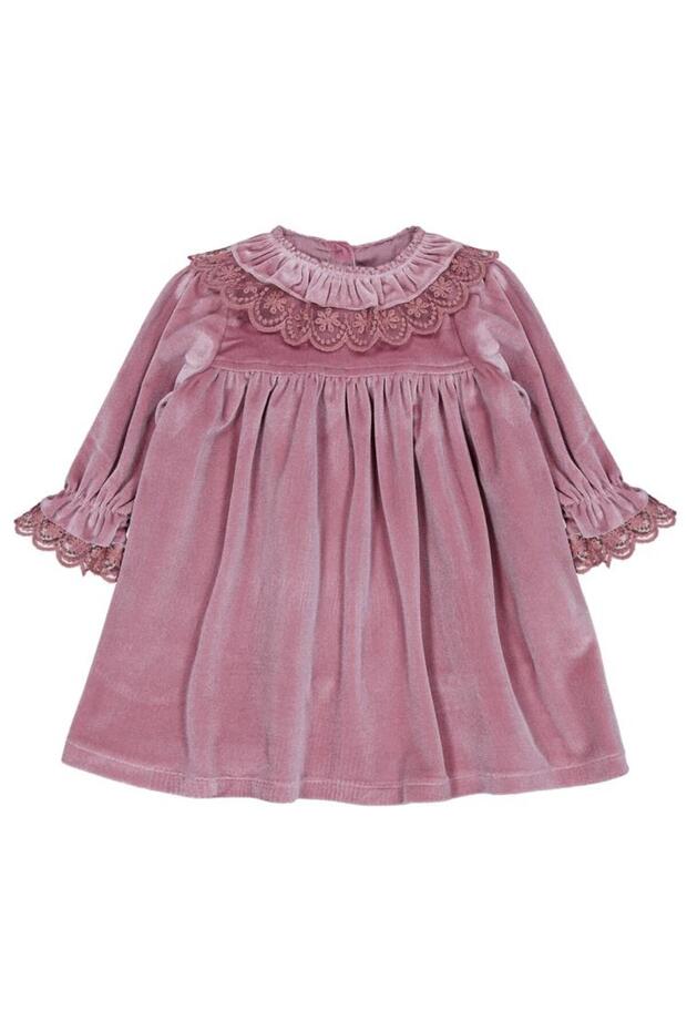6-18 Months Dress with Ruffled Collar - Pink 6-9 Months