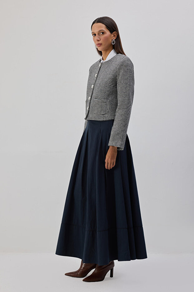 Goosefeather Pattern Wool Coat - 5