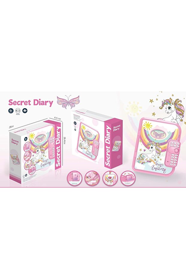 Electronic Secret Diary - Pink Password Journal with Voice Recorder, LED Lights & Hidden Drawer