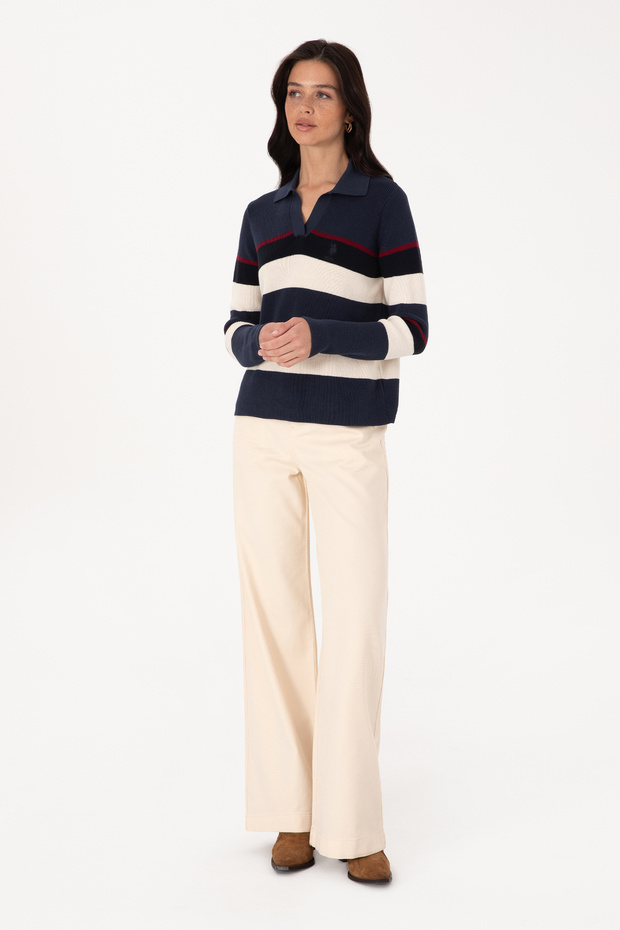 Women's Cream Loose Fit Canvas Pants 50309351-Vr256