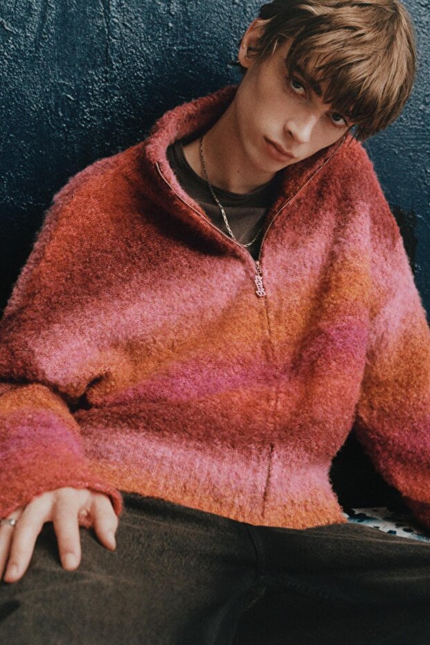 Dik yaka fermuarlı hırka - 2