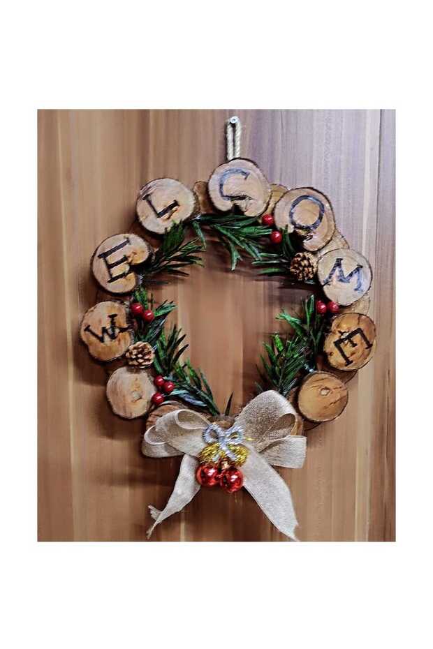 Ahşap yılbaşı temalı kapı süsü - 1