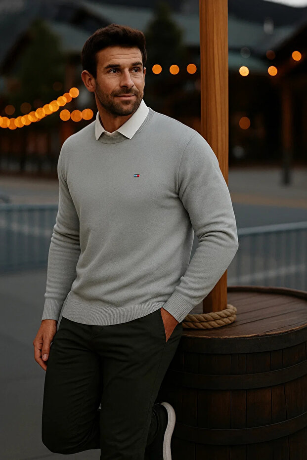 Erkek Basic Kışlık Uzun Gri Kazak - 4