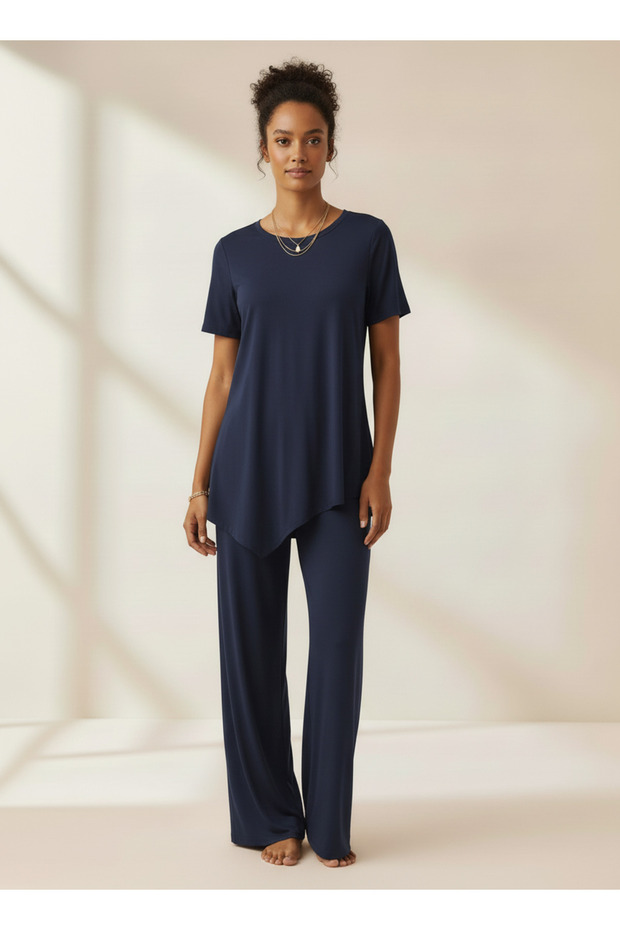 Plus Size Combed Cotton Top and Bottom Set