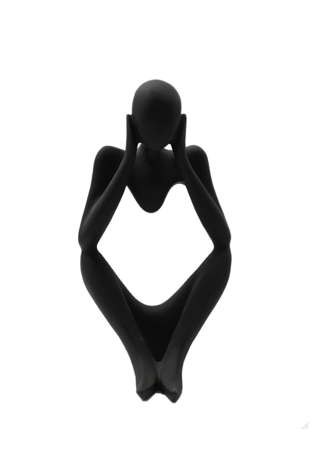 3-Piece Black Thinker Statue Abstract Art Sculpture - Black Resin Collectible Figurines